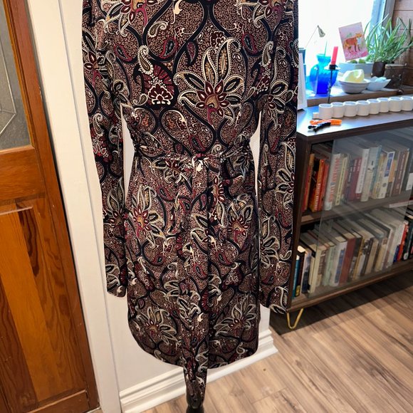 Suzy Shier - Pink and Blue Paisley Wrap Dress - M - Picture 2 of 2